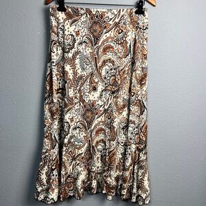 Hypnotized‎ 90s Y2K Paisley Hippie Midi Skirt Flowy Ruffle Hem Boho Chic Medium